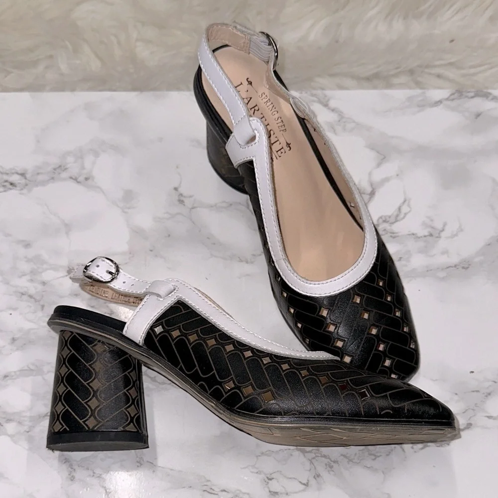 L'artiste Black and Brown Slingback Heels size 36/US 5 1/2-6